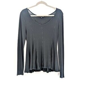 Cable & Gauge Dark Emerald Green Long Sleeve Flowy Round Neck Blouse Size Medium